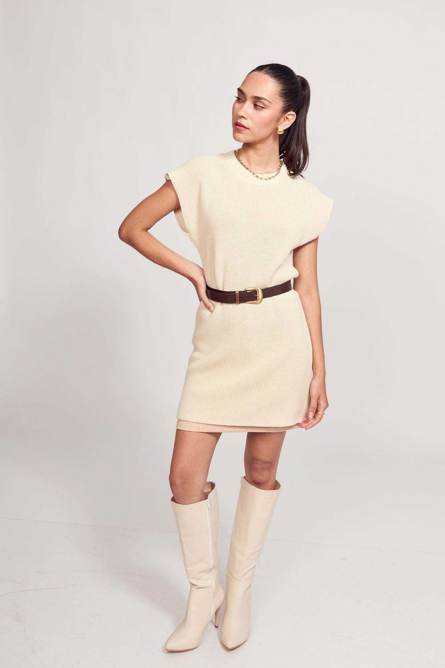 Maxi chaleco Tejido Alondra Avena