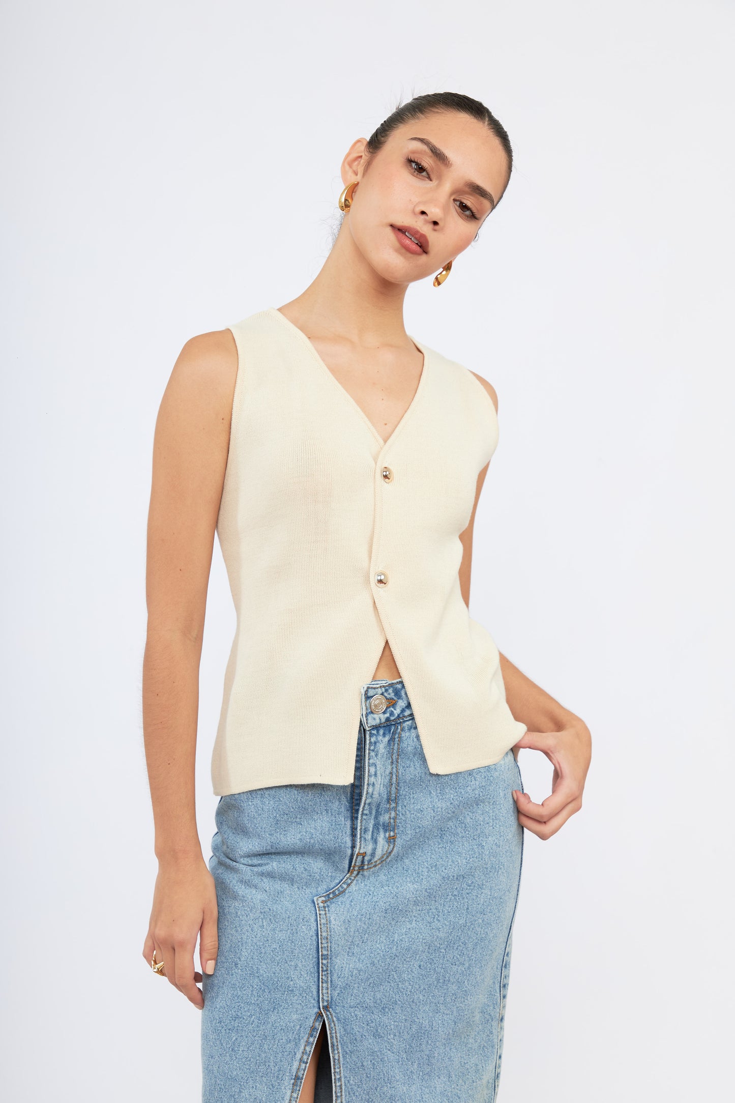 Chaleco Tejido Cruzado Chanel Avena