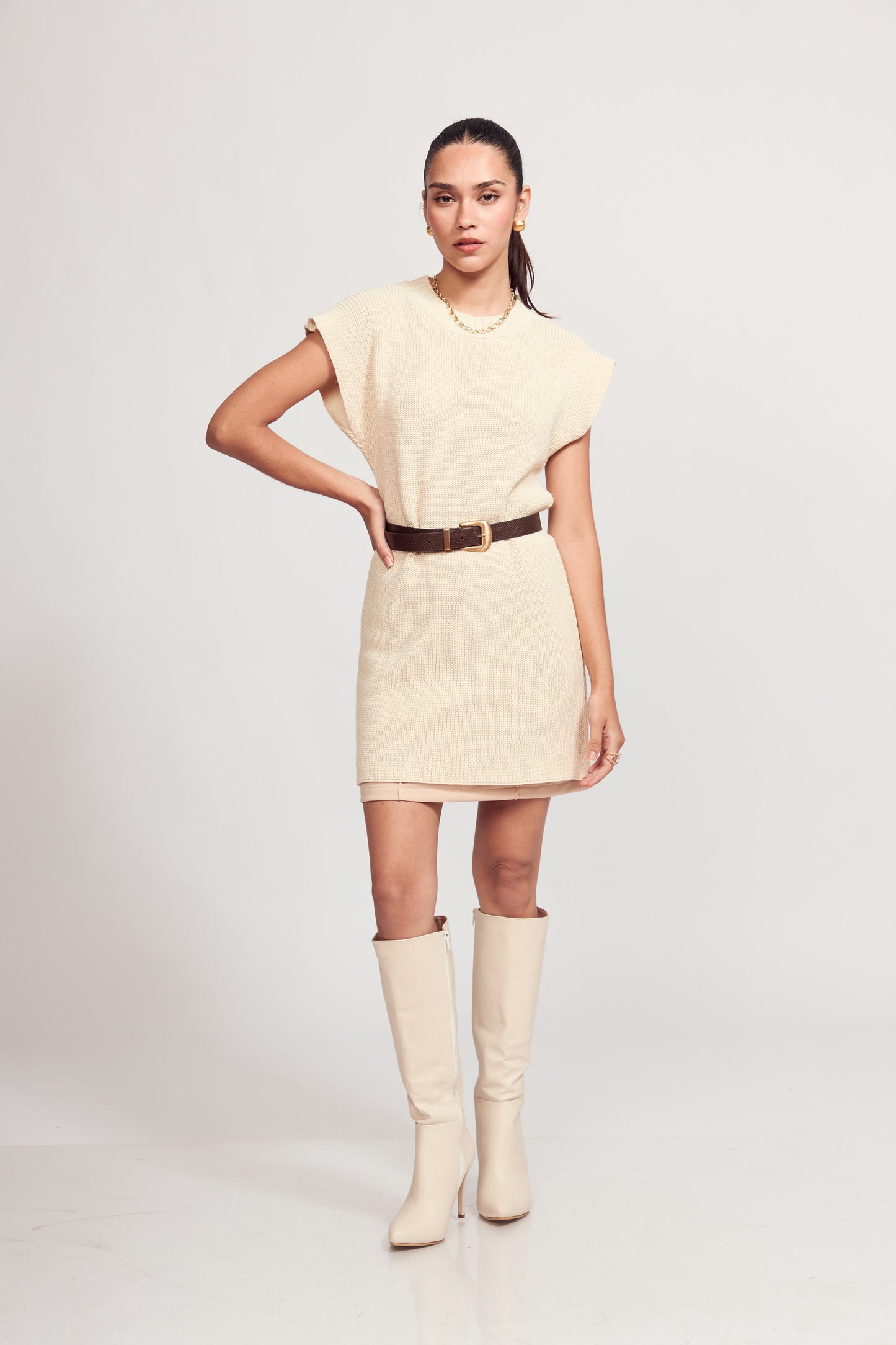 Maxi chaleco Tejido Alondra Avena