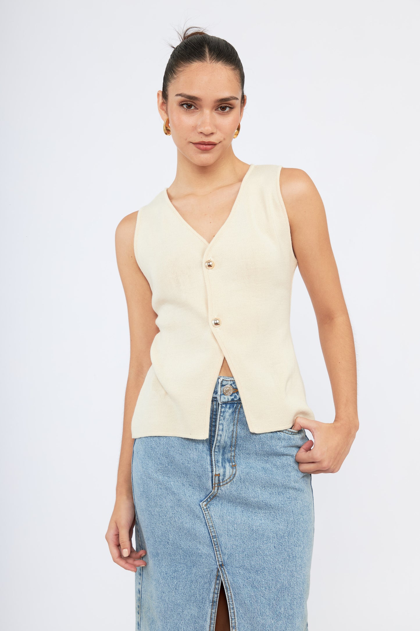 Chaleco Tejido Cruzado Chanel Avena