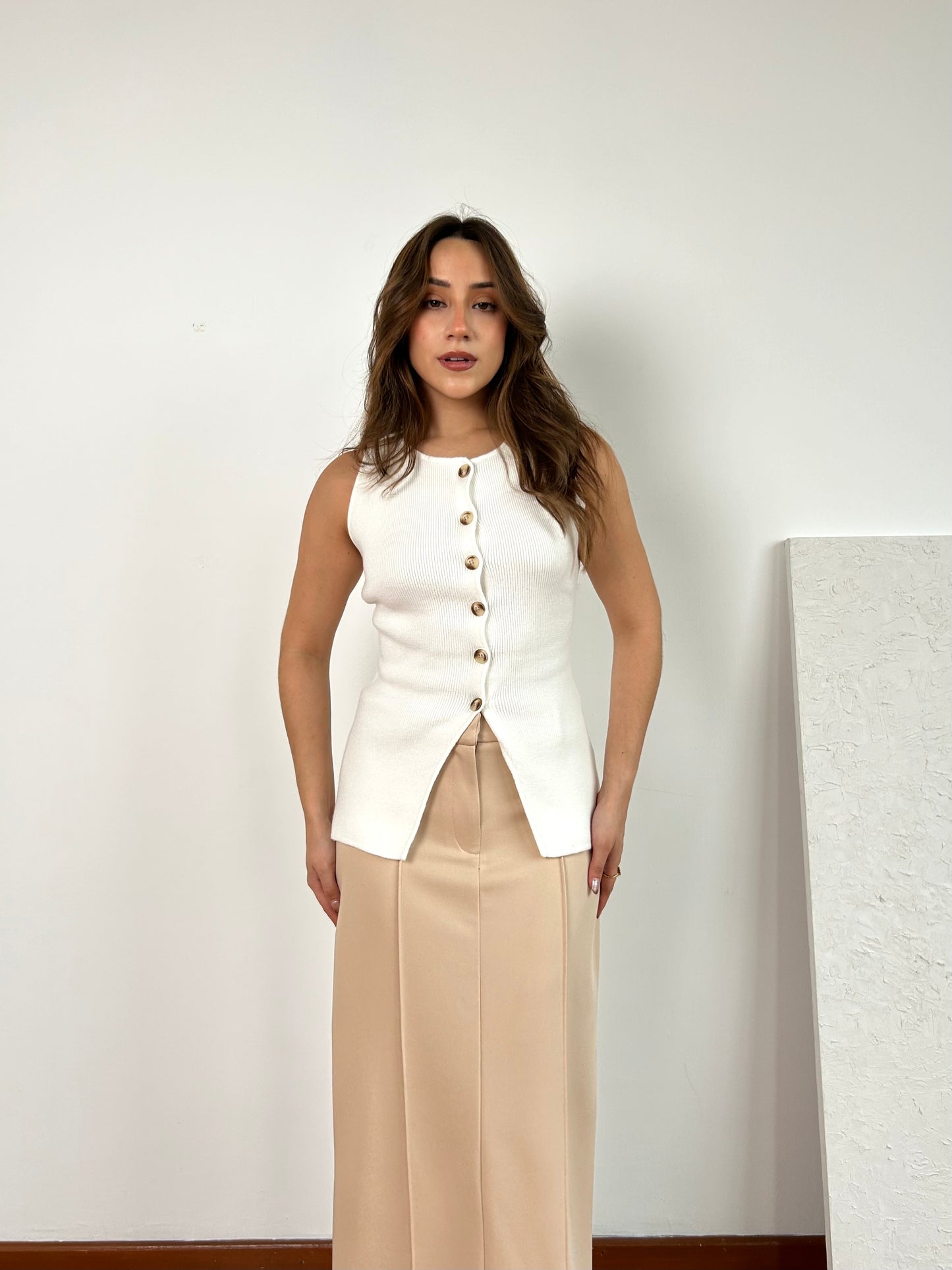 Chaleco Tejido Grecia Perla