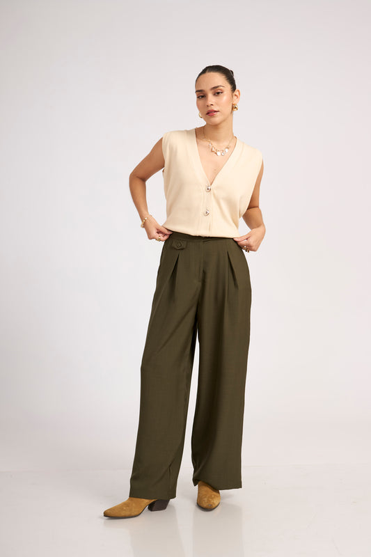 Pantalón Marina Verde Hoja