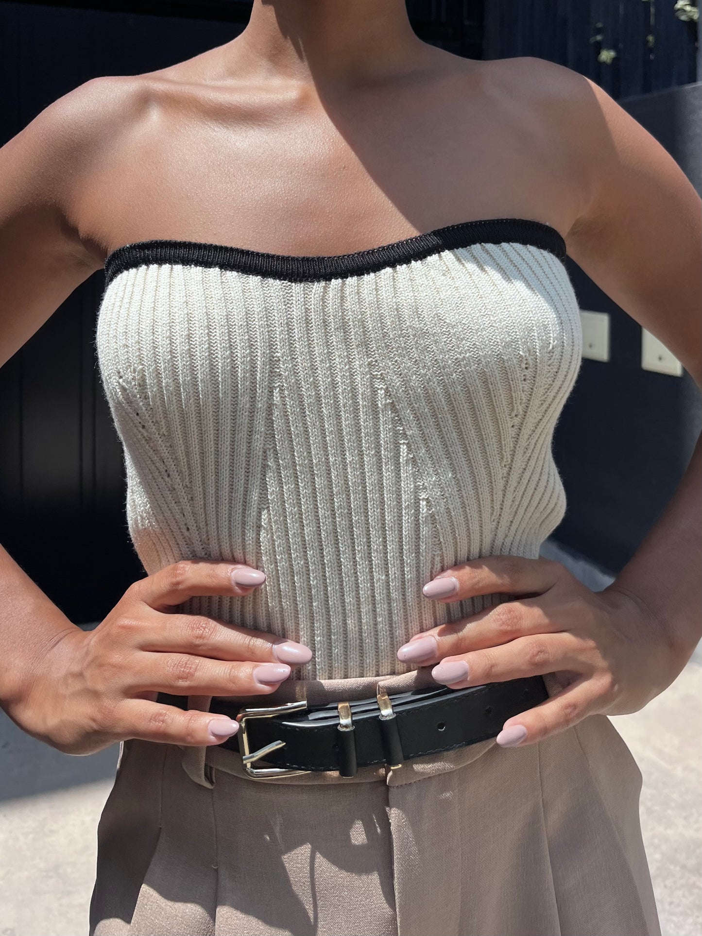 TOP NORUEGA CONTRASTE AVENA/NEGRO