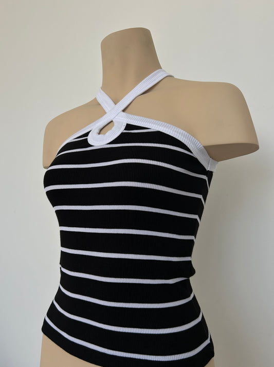 TOP BIANCA NEGRO RAYAS