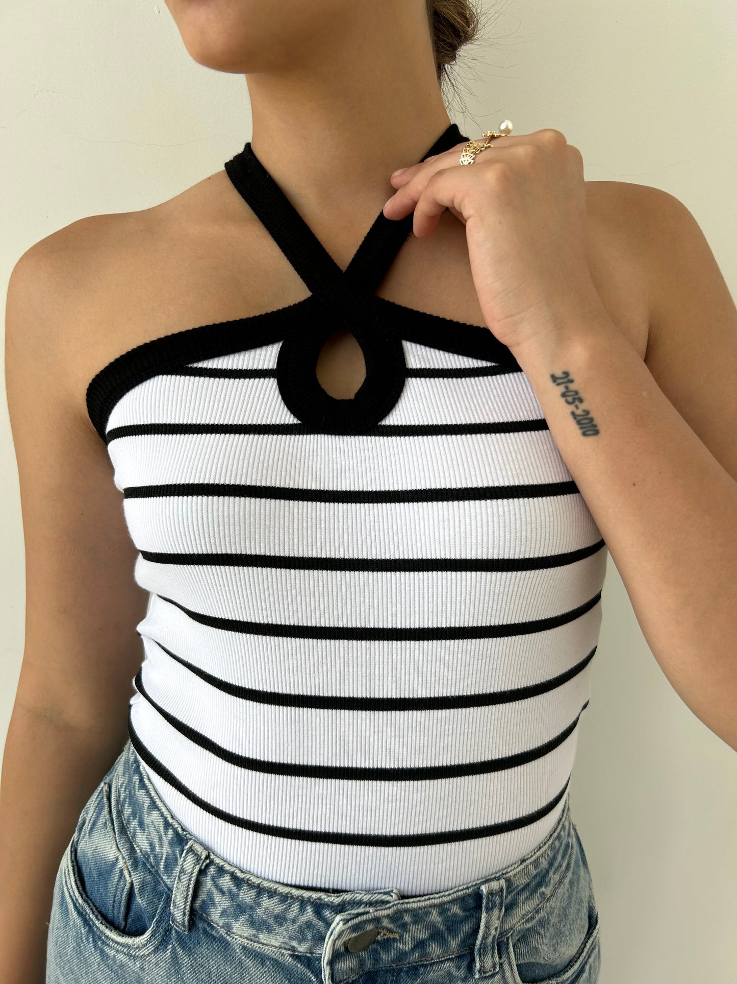 TOP BIANCA PERLA RAYAS