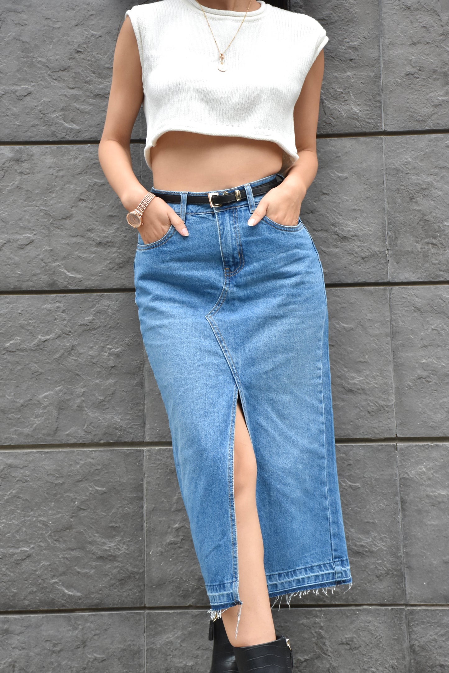 Maxi Falda Sevilla Degradado Azul Vintage