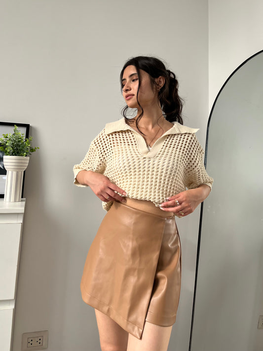 Falda Short Leather chocolate