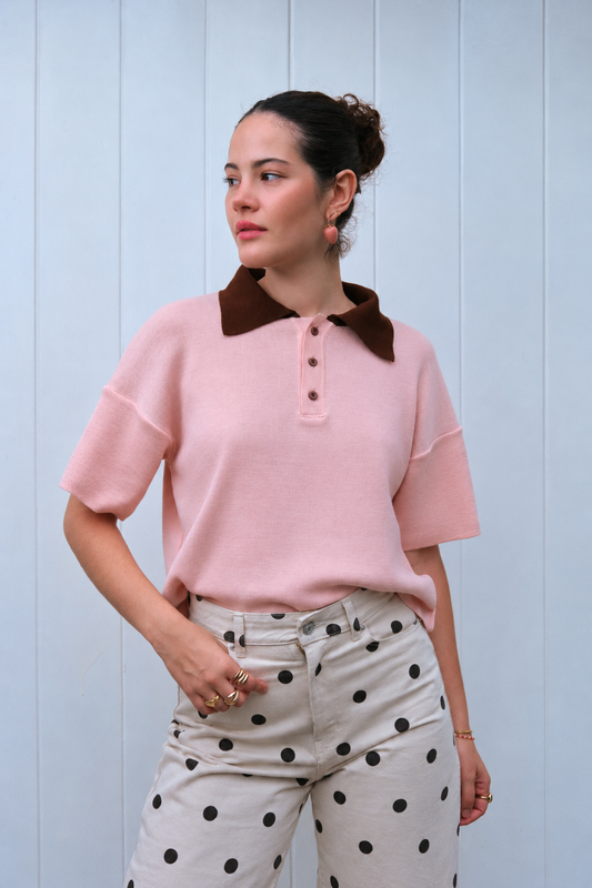 Polo Camisero Helado Sabor Frambuesa (Rosado con Marrón)