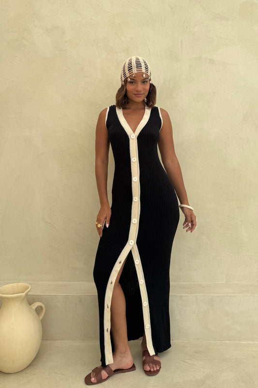 Vestido Clara Negro con Avena