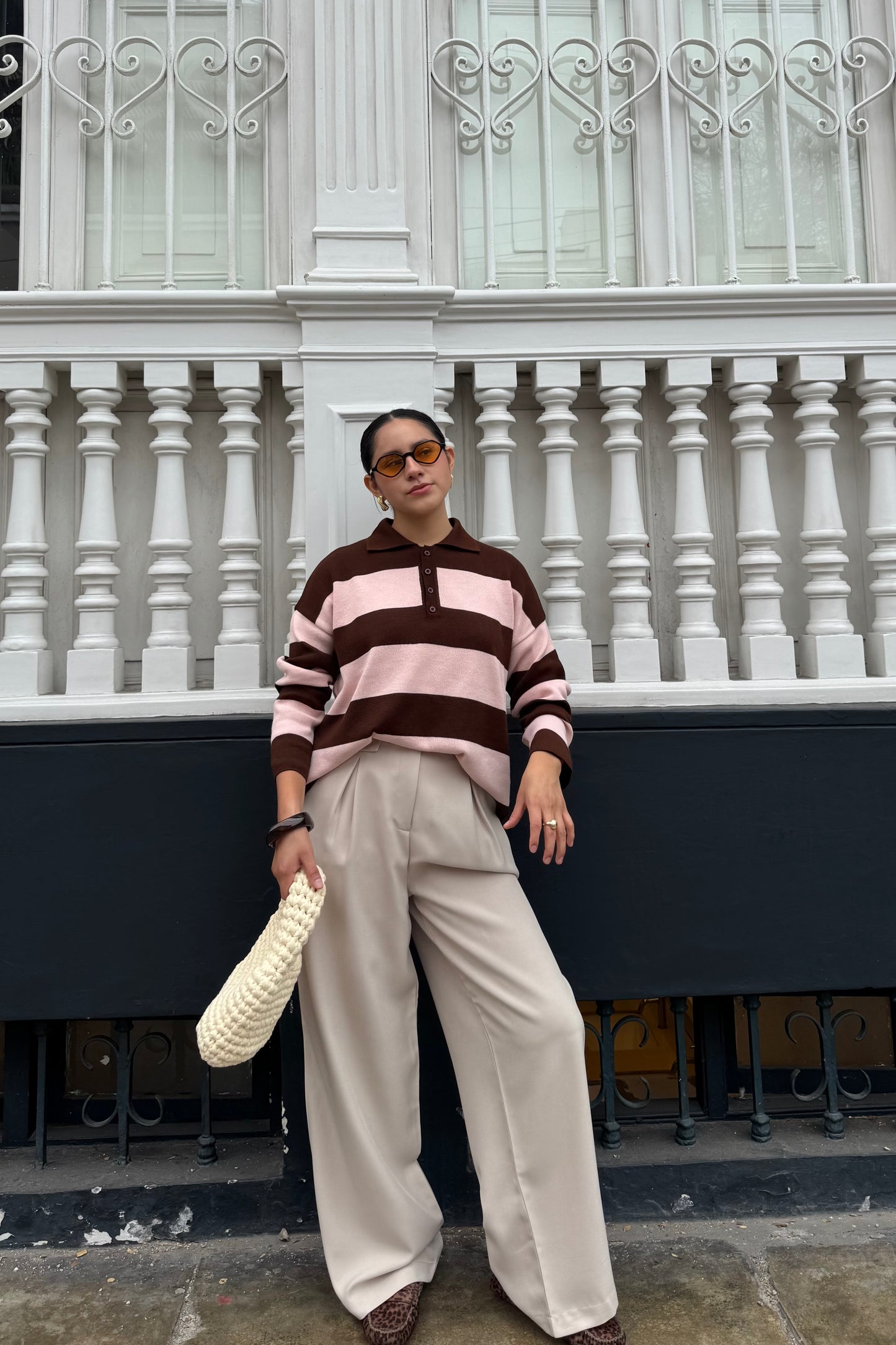 PRE-ORDEN | Sweater Sienna rosado /marrón | Fit Regular -Distribución 07/08