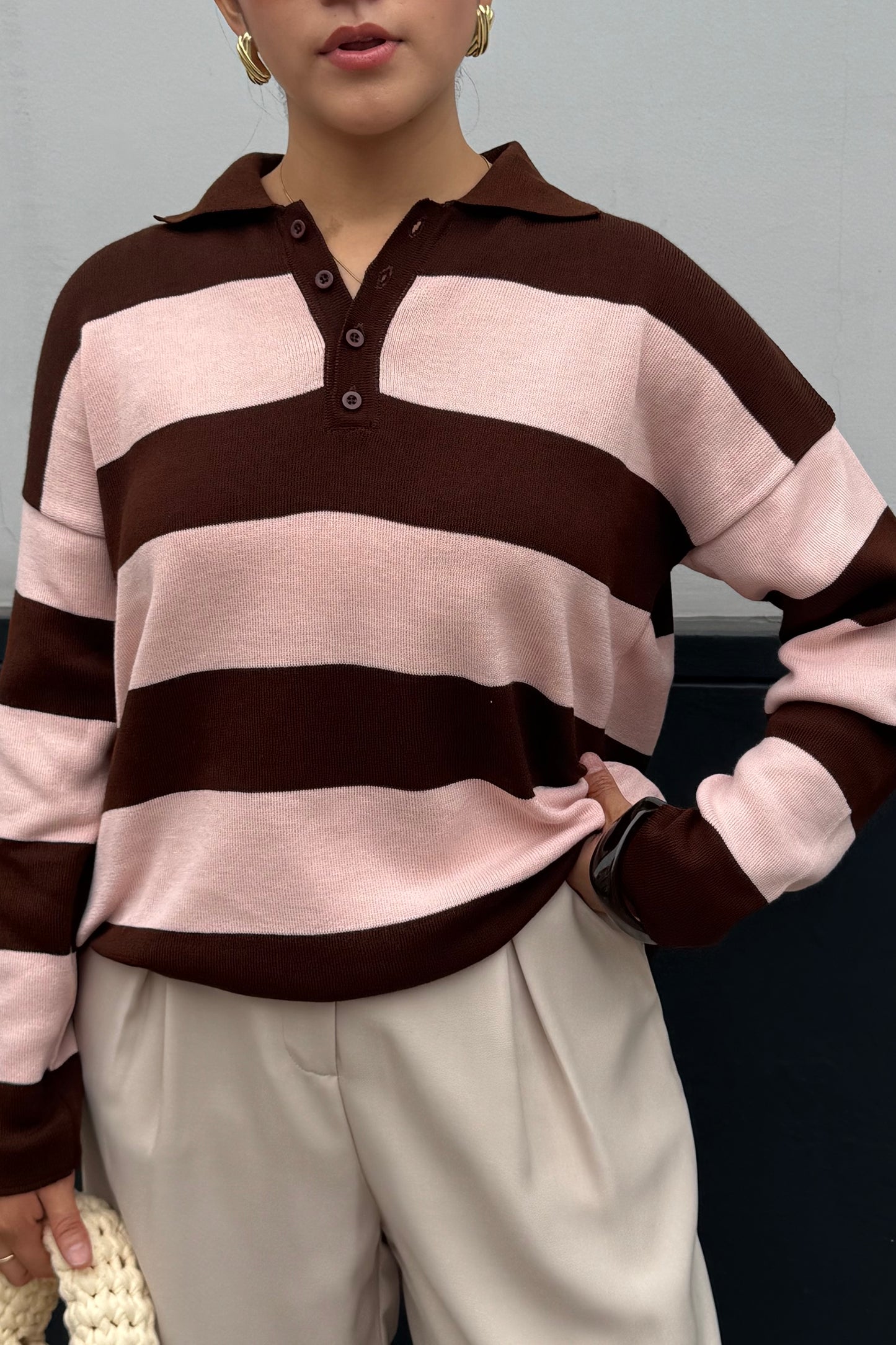 PRE-ORDEN | Sweater Sienna rosado /marrón | Fit Regular -Distribución 07/08