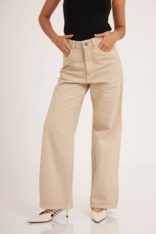 Pant Wide Leg Beige