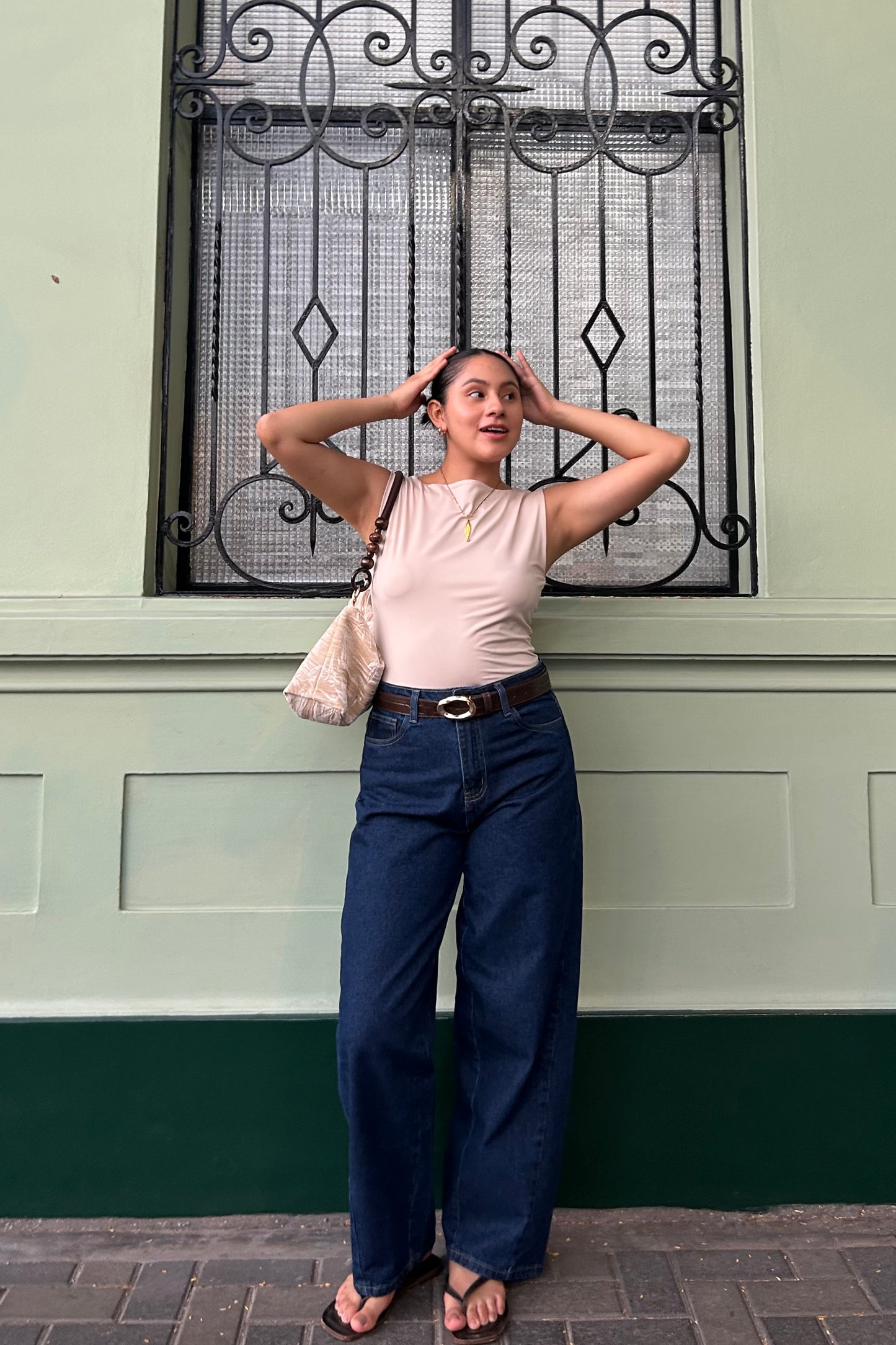 Pantalón Barrel Azul Denim