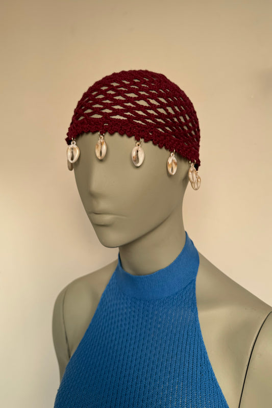 Casquette Red Vino Con Conchas Cauri