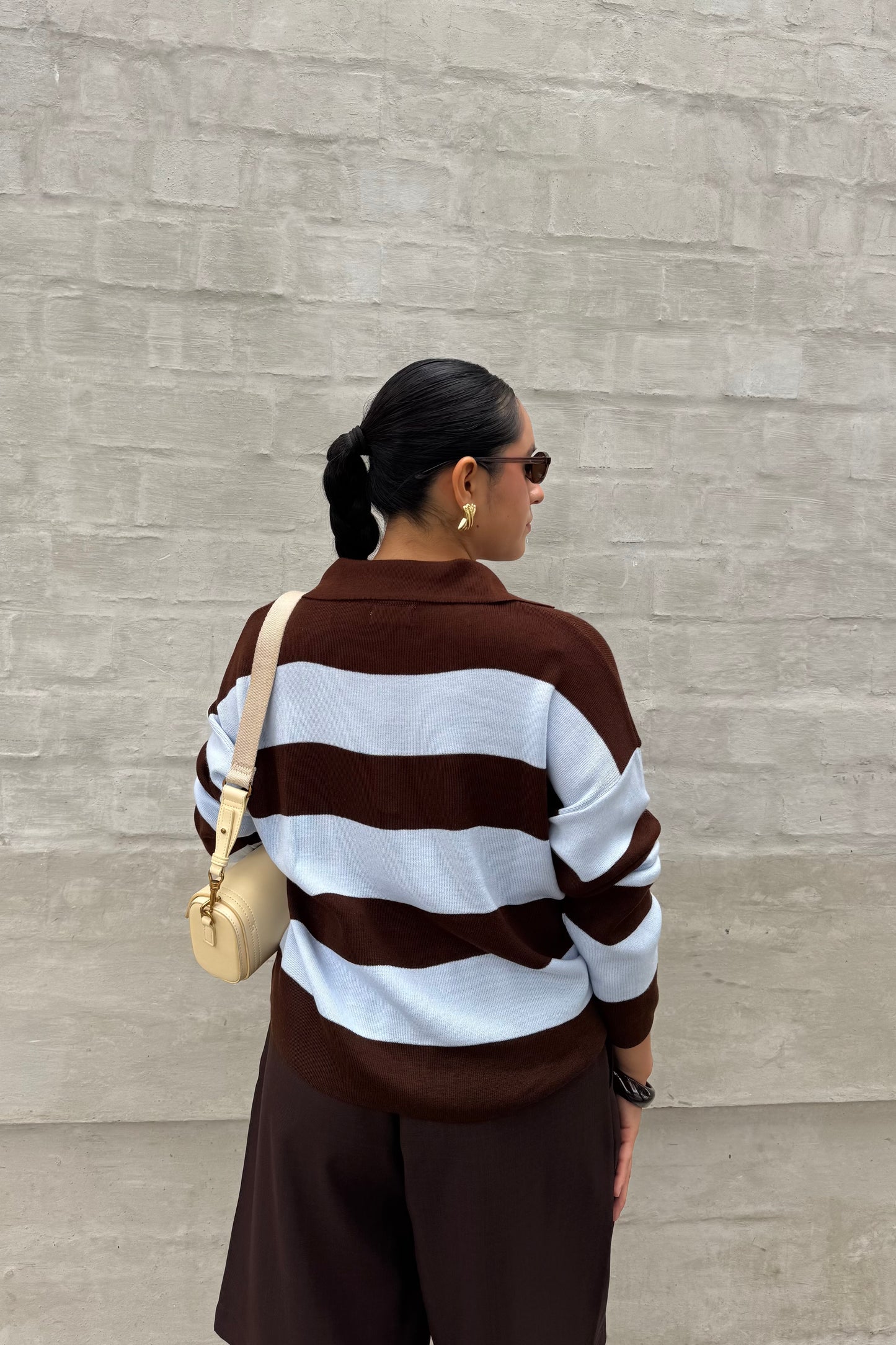 Sweater Sienna celeste/marrón