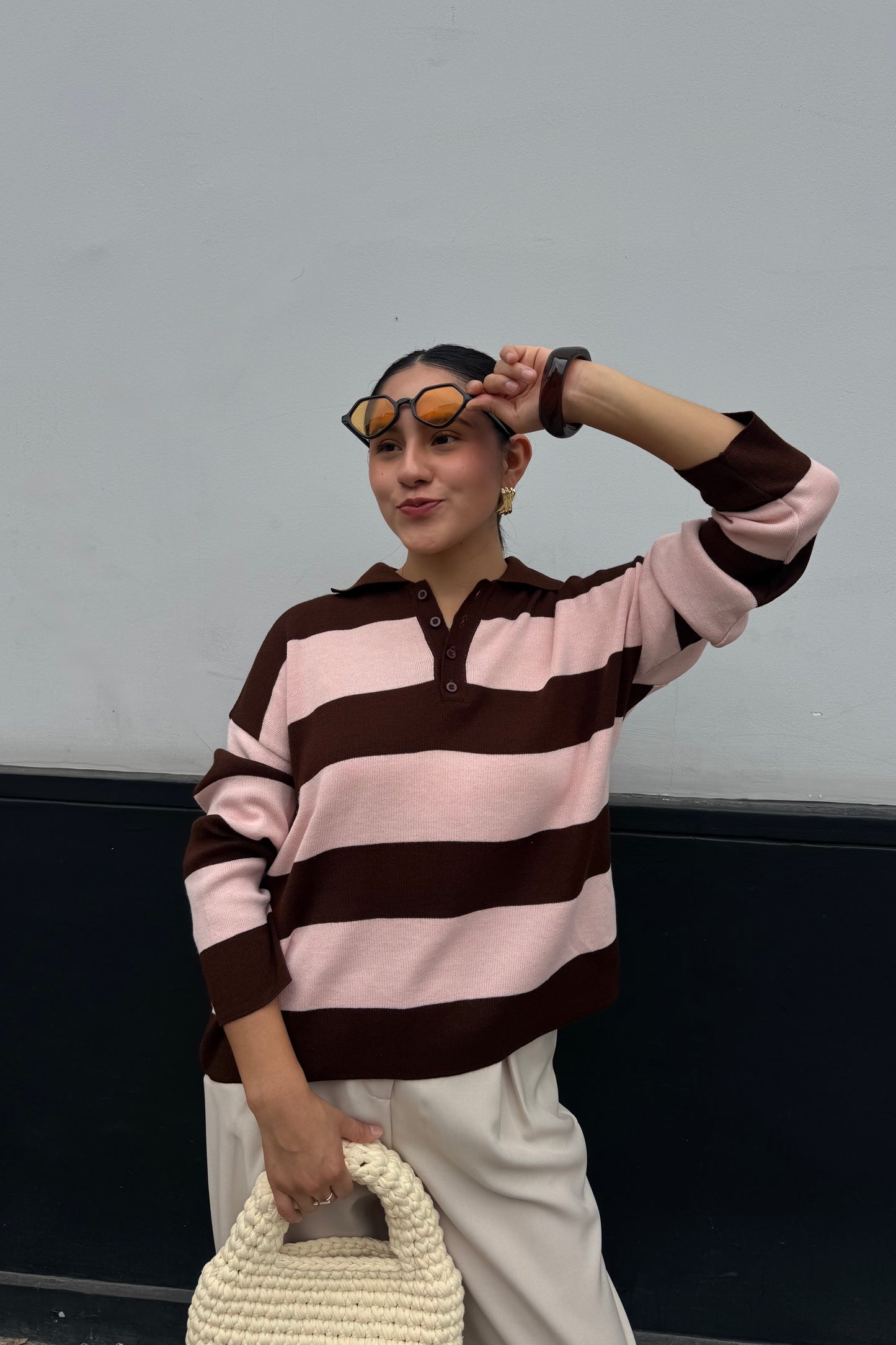 PRE-ORDEN | Sweater Sienna rosado /marrón | Fit Regular -Distribución 07/08