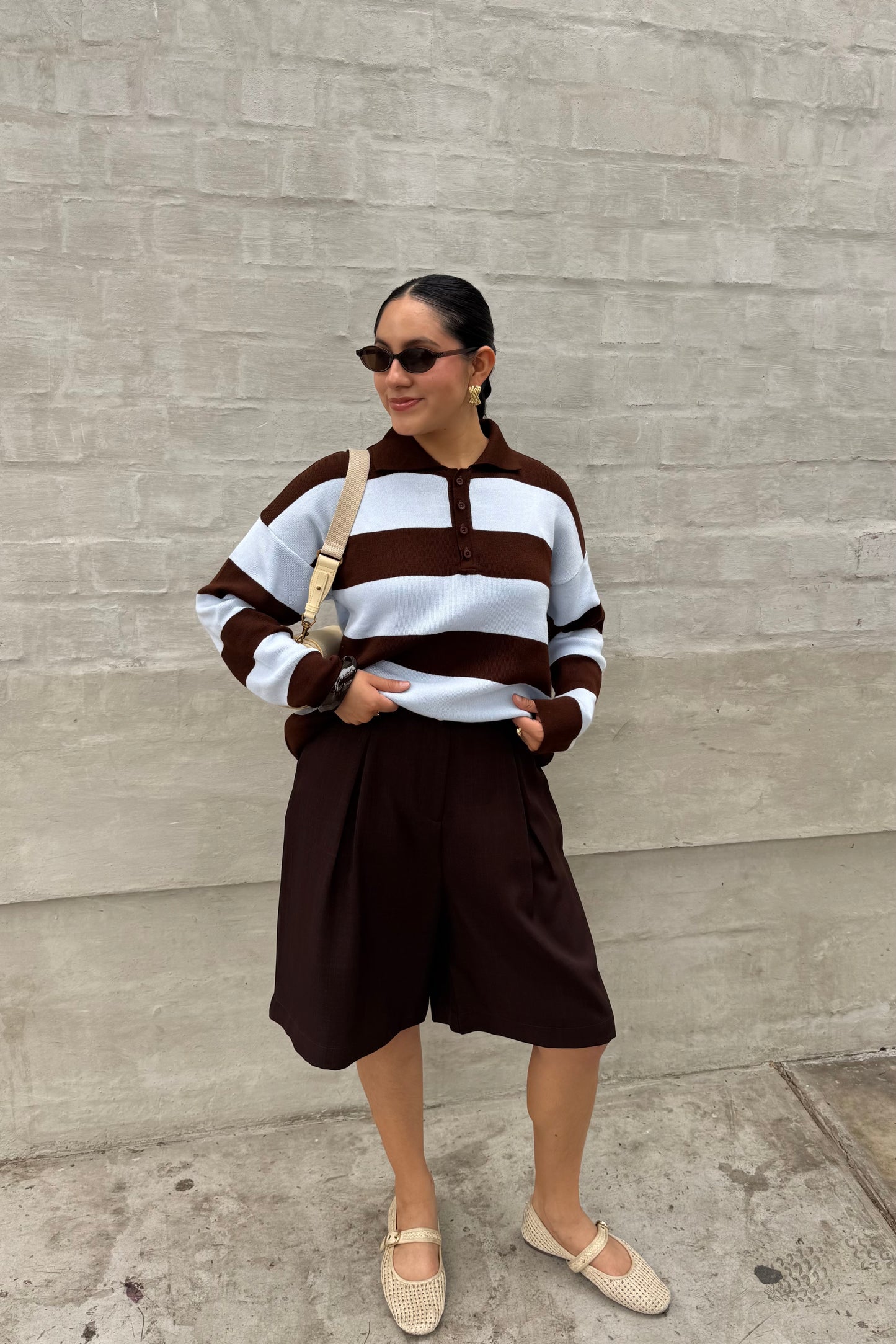 Sweater Sienna celeste/marrón