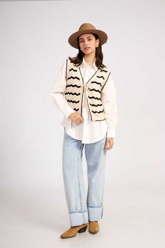 Chaleco Boho Avena/Negro