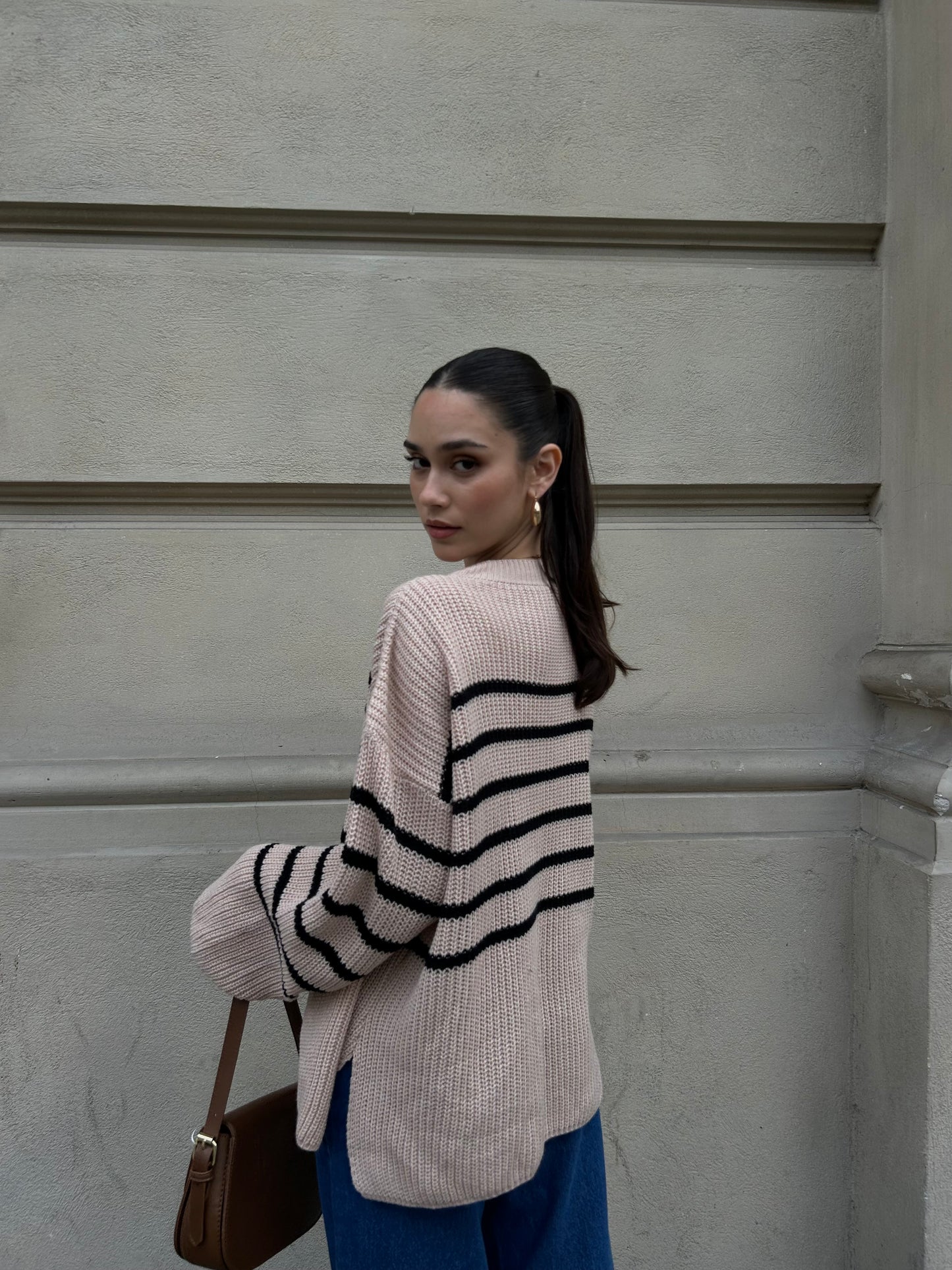 Sweater Malta Nude/Negro