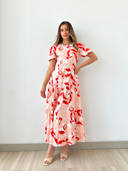 LARA DRESS ROJO/ROSADO